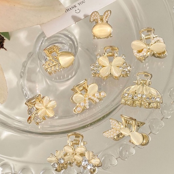 Kẹp Tóc Kim Loại Đính Đá Phong Cách Hàn Quốc