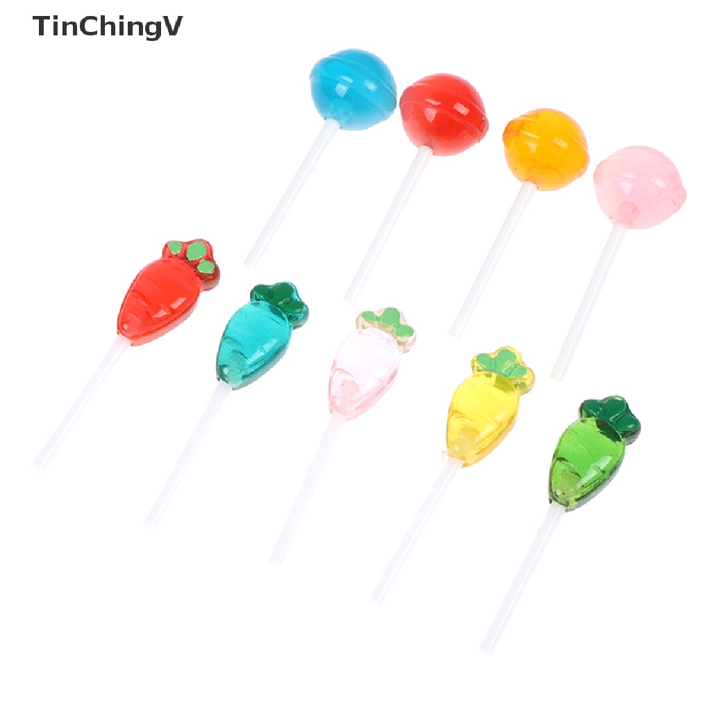 Bộ 5 Kẹo Mút Mini Bằng Nhựa Resin Dùng Trang Trí Nhà Búp Bê