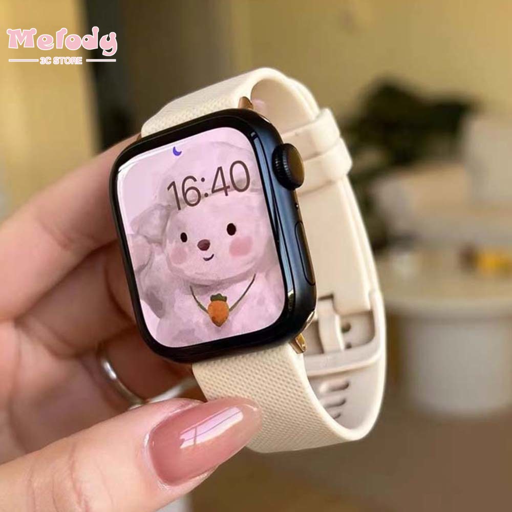 Dây Đeo Thay Thế Cho Đồng Hồ Thông Minh iwatch series 7/6/5/SE / 45/44/42/41/40/38mm Bằng silicone