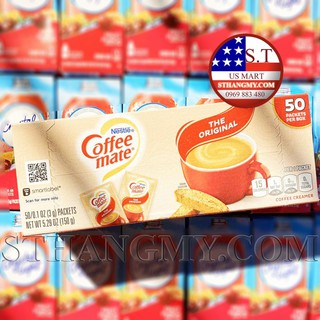 [Mã GROSALE2703 giảm 8% đơn 250K] Hàng Mỹ - Hộp 50 gói bột kem Coffee Mate 3g dùng cho DAS/Low Carb/Tiểu đường nk035