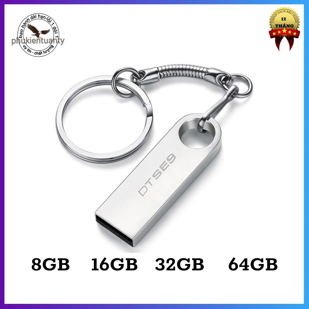 Usb Kingston SE9 2.0 64gb 32gb 8gb 4gb thiết kế nhỏ gọn, vỏ kim loại, chống nước