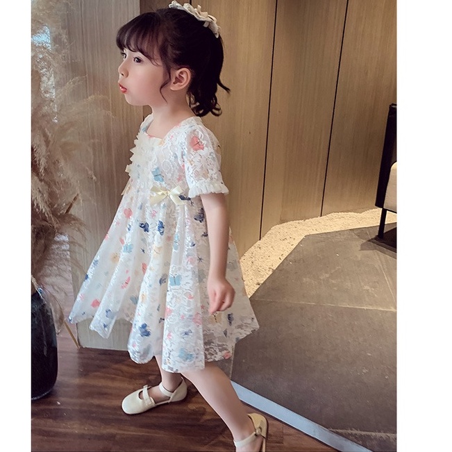 Đầm công chúa IQ ANGEL phối ren thời trang xinh xắn dành cho bé gái
