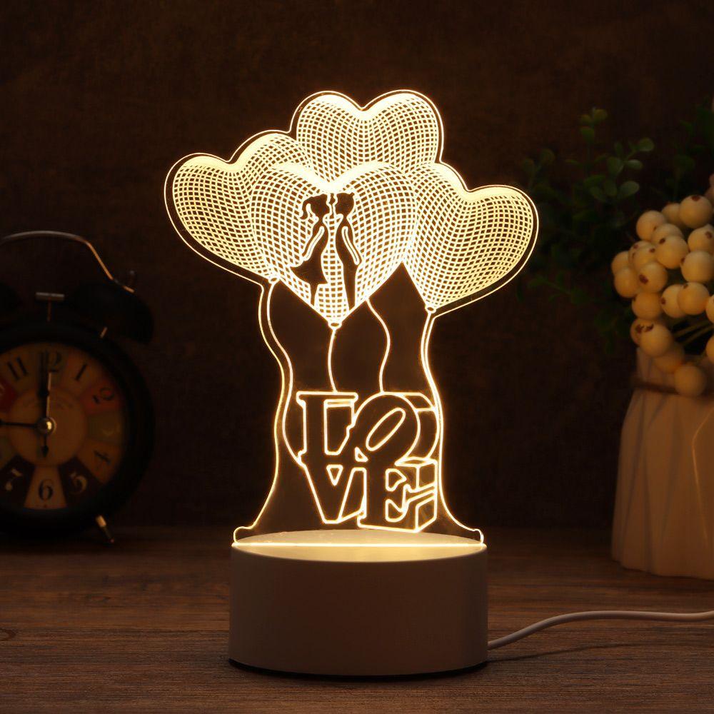 Đèn Ngủ 3D Bằng Acrylic Dễ Thương Dùng Làm Quà Tặng Valentine