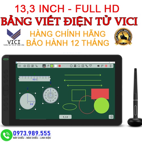 Bảng Viết Điện Tử VICI Dùng Cho Giáo Viên Dạy Học Online. Màn Hình Full HD 13,3 Inch. Hàng Chính Hãng Bảo Hành 1 Năm.