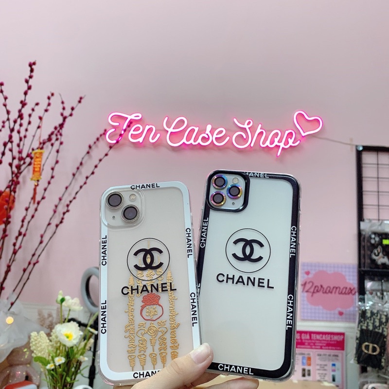 Ốp lưng iphone silicon trong suốt dày 2mm chống ố hoạ tiết Cha.nel dành cho iphone