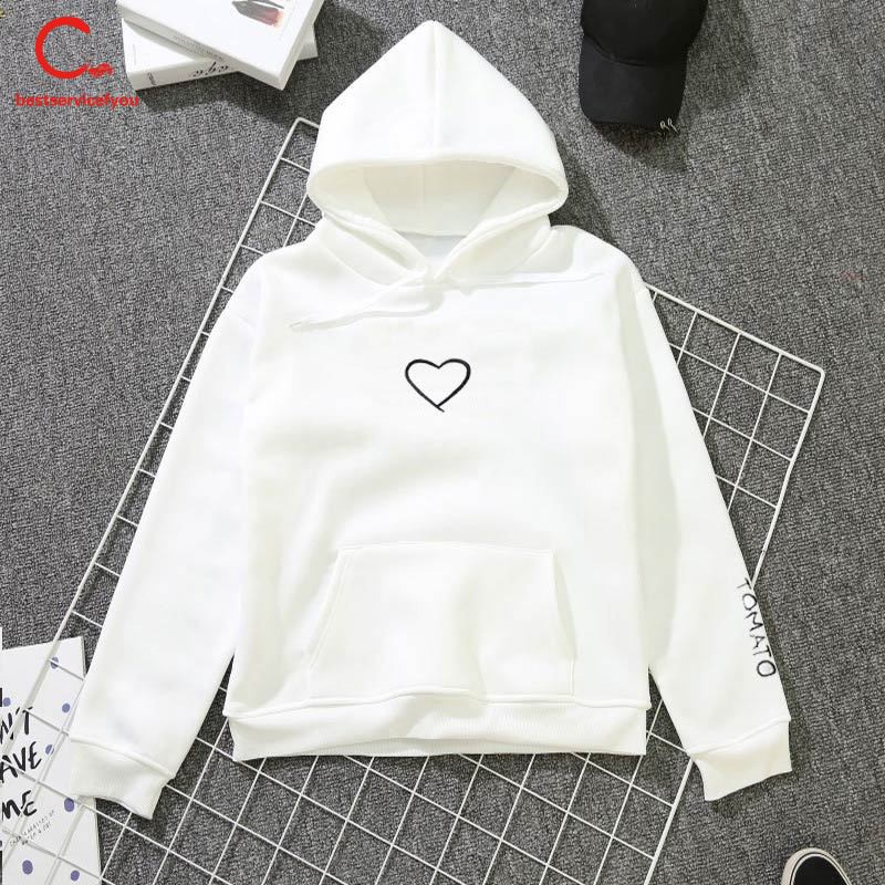 1 Áo Hoodies Tay Dài Hoạ Tiết Trái Tim Thời Trang Mùa Thu