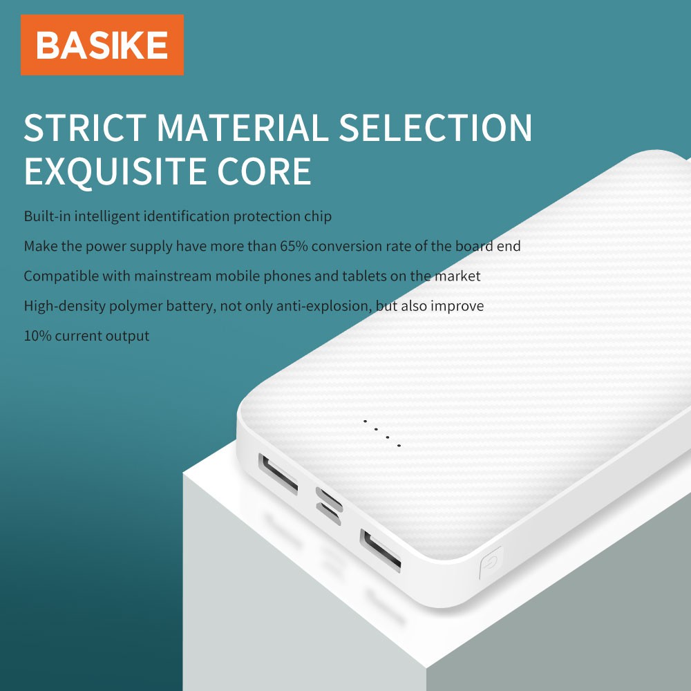 Cục sạc dự phòng BASIKE BSK-PT606 2 cổng USB dung lượng pin 20000mAh tiện dụng