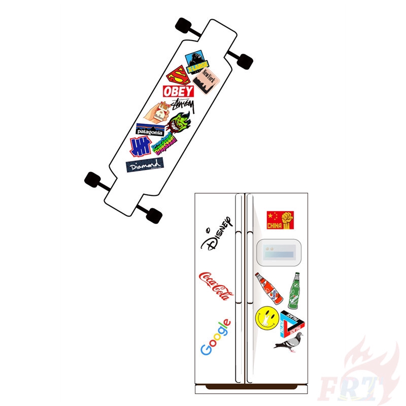 Set 100 hình dán nhãn hiệu thời trang trang trí hành lý/ máy tính/ ván trượt DIY
