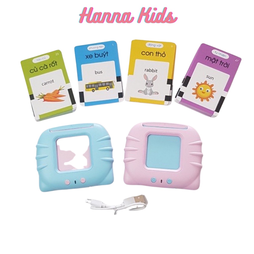 Máy đọc từ vựng song ngữ Anh Việt mẫu mới 255 thẻ, máy đọc thẻ flashcard 255 thẻ 510 từ sạc cổng USB không sóng điện từ