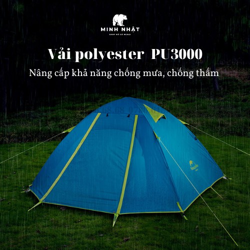 [CHÍNH HÃNG] Lều cắm trại Naturehike phiên bản nâng cấp khung hợp kim nhôm, chống mưa, chống thấm, rộng rãi, gấp gọn.