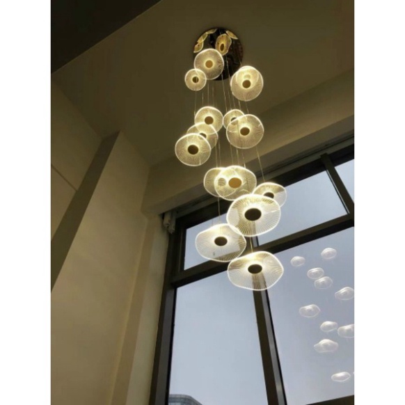 Ảnh thật 200% - Đèn thả thông tầng KATANA cánh lá sen phong cách sang trọng, hiện đại, độc đáo, đèn trang trí hiện đại D