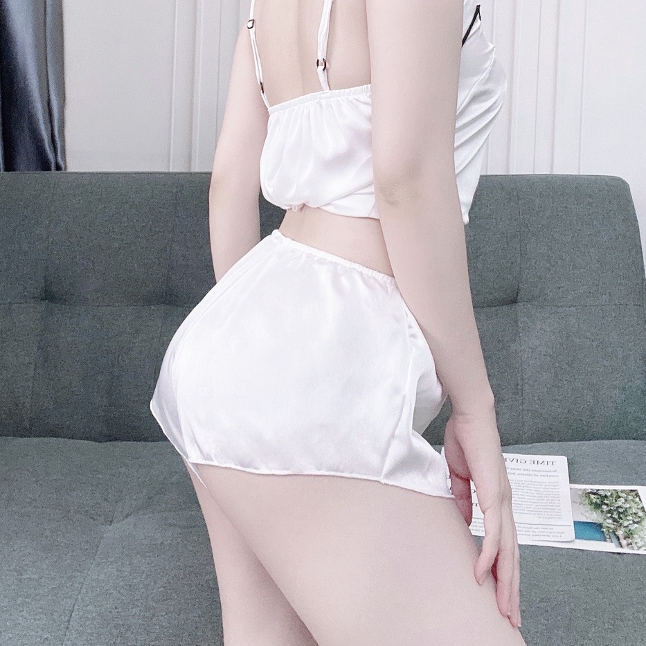 Đồ Ngủ Sexy Quần Đùi Nữ Lưng Thun Chất Liệu Lụa Satin Mềm Mịn Mát Freesize 40-60kg - CN032 CINY | BigBuy360 - bigbuy360.vn