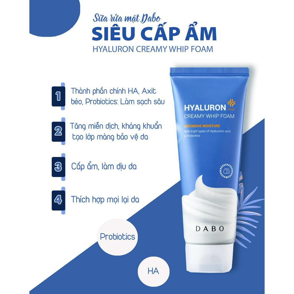 Sữa Rửa Mặt Siêu Cấp Ẩm DABO Hyaluron Creamy Whip Foam 150ml THIÊN ANH BEAUTY