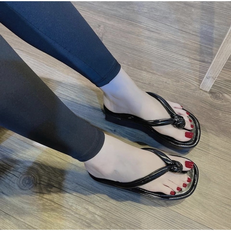 DÉP XUỒNG KẸP quai Thắt CAO 7CM da bóng SIÊU HOT