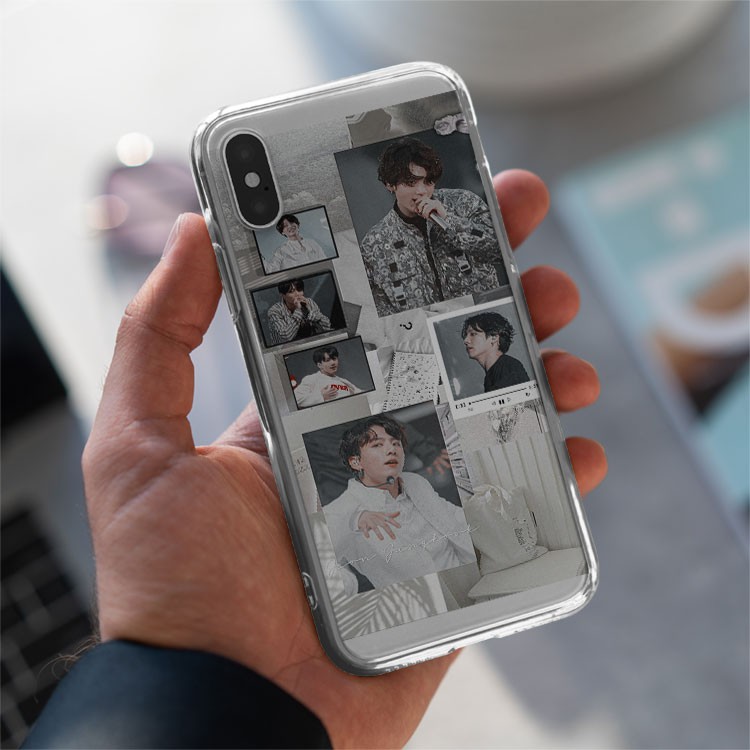 Ốp Lưng TINTIN jeon jungkook white aesthetic collage art cho iphone 5 - iphone 12 BTSPOD20210034