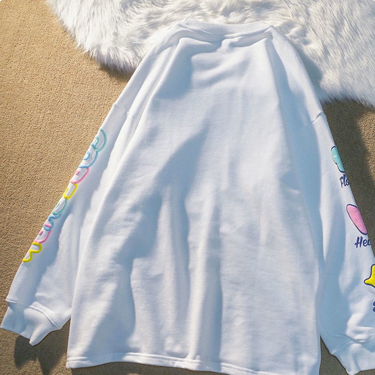 Áo Thun Tay Dài Dáng Rộng Cổ Tròn In Họa Tiết Chú Gấu Dễ Thương Cho Bé Trai Và Gái