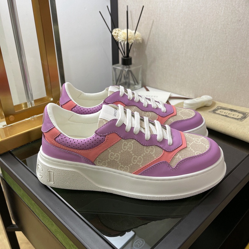 Giày Thể Thao Gucci Đế Dày Vải Canvas Phối Da Bò Cá Tính Cho Nữ