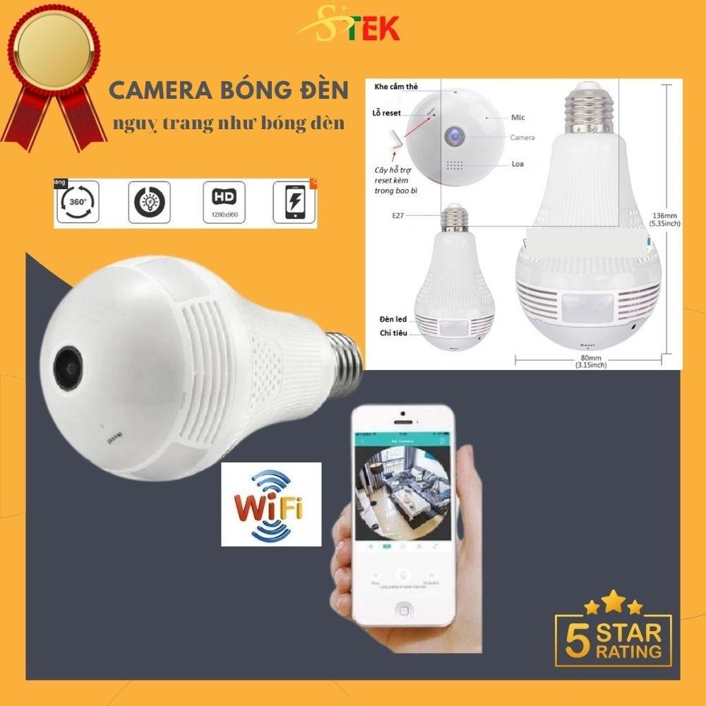Camera Nguỵ Trang Bóng Đèn IP VR 360 Độ Chế Độ Xem Từ Xa, Đàm Thoại 2 Chiều
