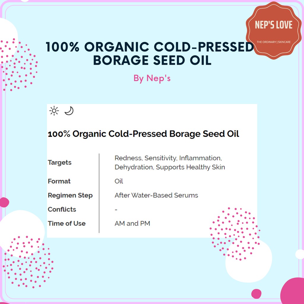 Tinh dầu dưỡng da hạt Lưu ly_100% Organic Cold-Pressed Borage Seed Oil_THE ORDINARY (BILL CANADA) 30ML | BigBuy360 - bigbuy360.vn
