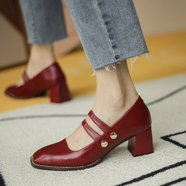 Giày Cao Gót 5.5cm Mũi Vuông Đế Dày Thời Trang Thanh Lịch Cho Nữ