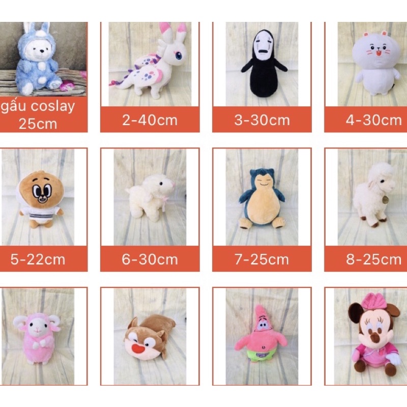 HX)Gấu bông 25-30-35-40cm đẹp được chọn mẫu