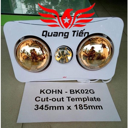 Đèn sưởi nhà tắm 2 bóng Braun Kohn BK02GR 550W (có điều khiển)