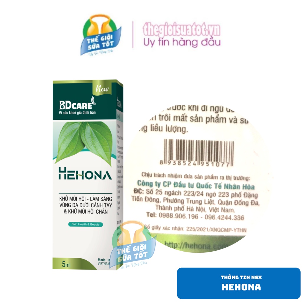 Serum Hehona  BDcare - 5ml - Làm Thơm, Khử Mùi Hôi Nách &amp; Hôi Chân Thegioisuatot
