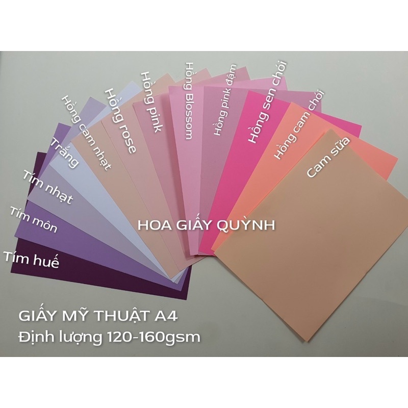 Combo 100 tờ giấy mỹ thuật A4 nhiều màu ĐL 120-160gsm