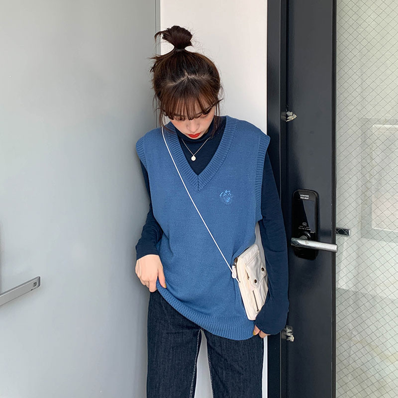  Áo sweater không tay dáng rộng thêu họa tiết trẻ trung hợp thời trang 31459 | BigBuy360 - bigbuy360.vn