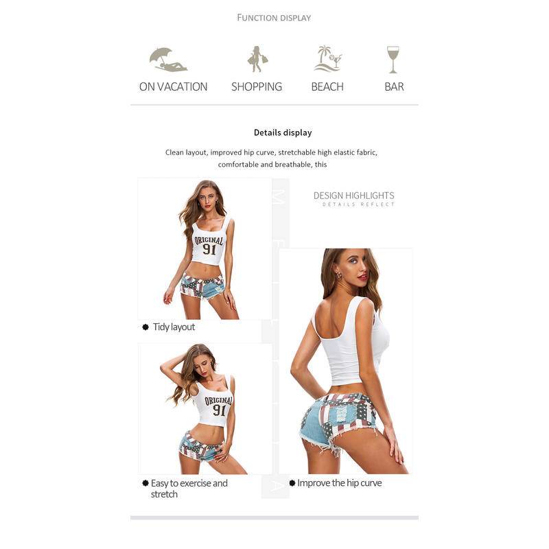 388# Quần short denim Siêu Ngắn Lưng Thấp Gợi Cảm Cho Nữ