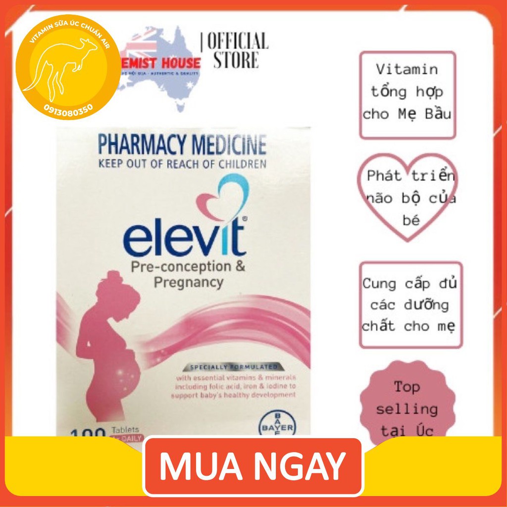 ELEVIT DATE 2023 MẪU MỚI VITAMIN TỔNG HỢP cho bà bầu 100 viên