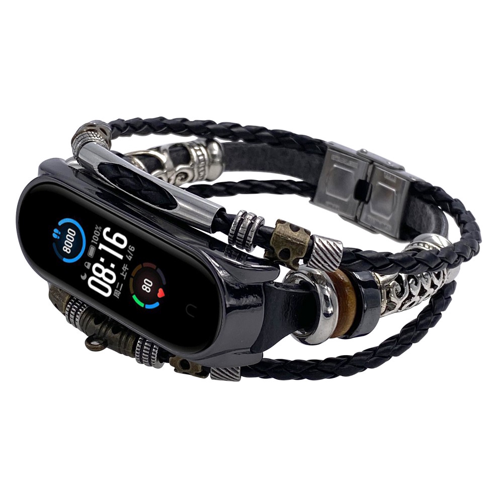 Dây đồng hồ đeo tay thay thế bằng da phong cách retro cho Xiaomi Mi Band 5 Miband 5 Mi5 Xiaomi 5
