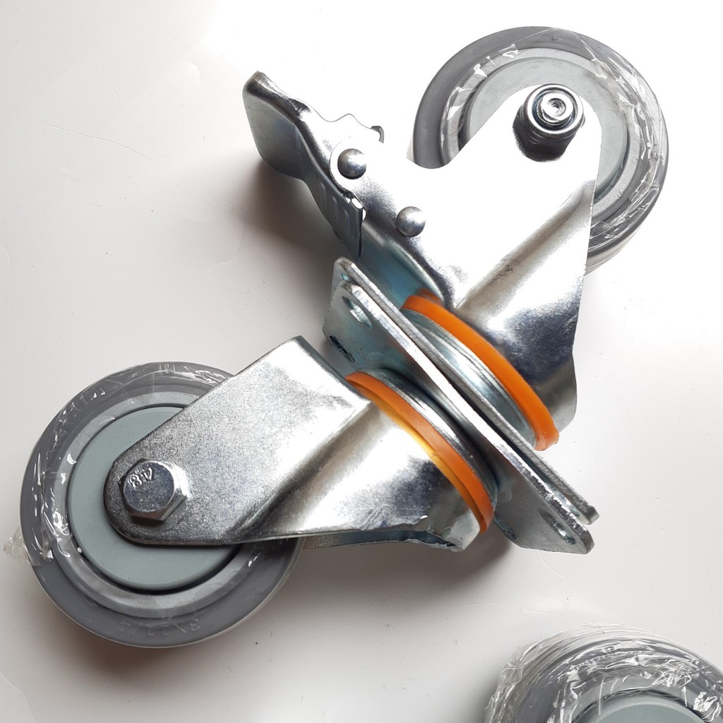 Bộ 4 bánh xe đẩy hàng Cao su 75mm - MITUHOME - Bánh xe chống ồn -Thích hợp để dùng trong bệnh viện, khách sạn