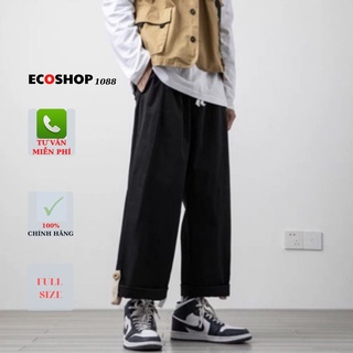 Quần ống rộng suông xắn gấu nam nữ 2021 - quần kaki baggy hot trend