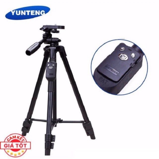 Gậy chụp hình 3 chân Yunteng 3388 chân dài 150cm gắn máy ảnh, điện thoại tặng giá đỡ ĐT và remote chụp hình bluetooth