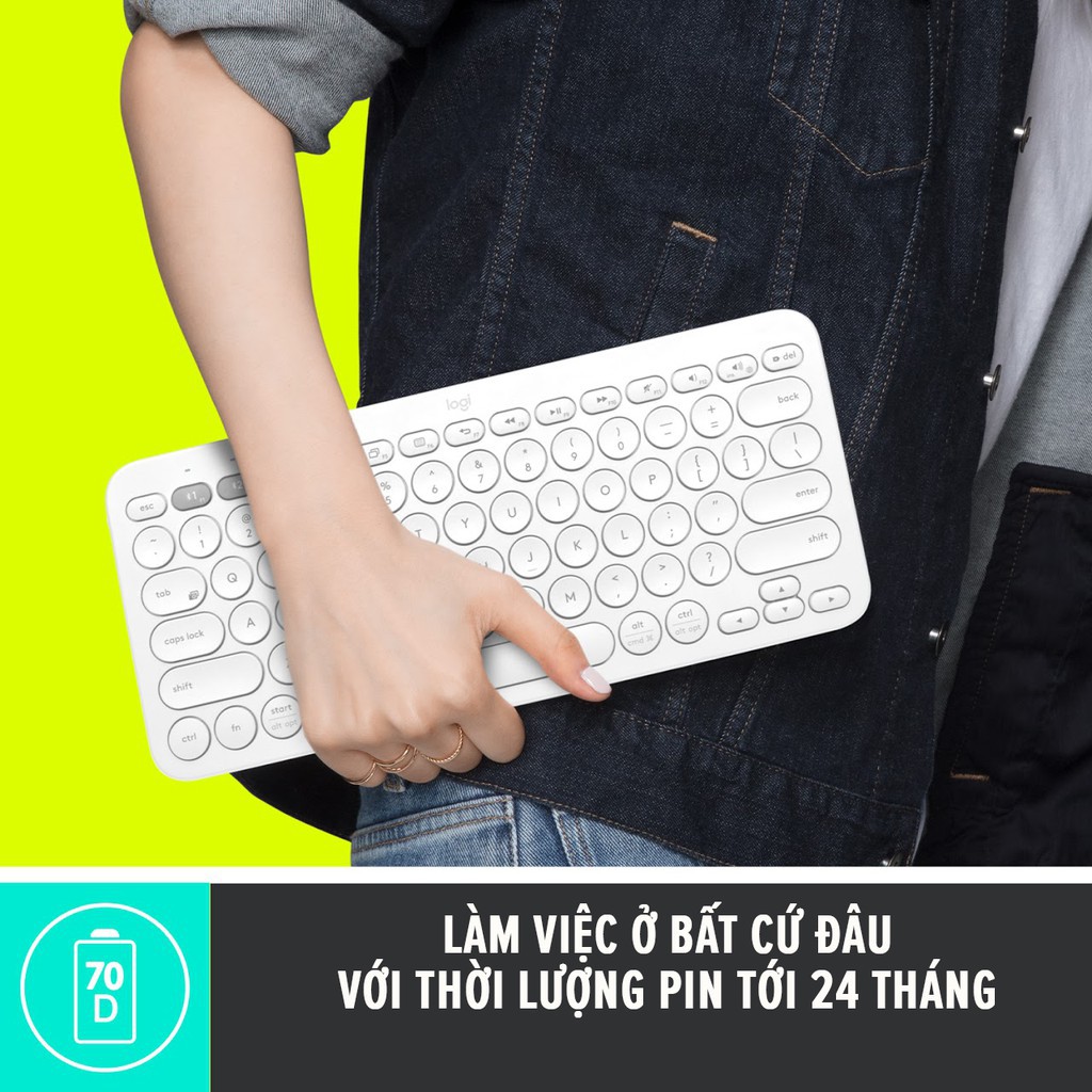 Bàn phím Bluetooth Logitech K380 Multi-Device - Kết nối Bluetooth cùng lúc 3 thiết bị - Hàng Chính Hãng