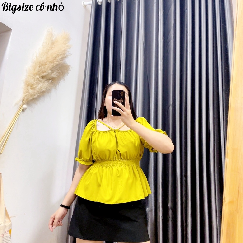 Áo Sơ Mi Nữ Bigsize Nhún Eo Lên Phom Dễ Thương Che Bụng Cực Tốt Hình Thật MÃ AT13