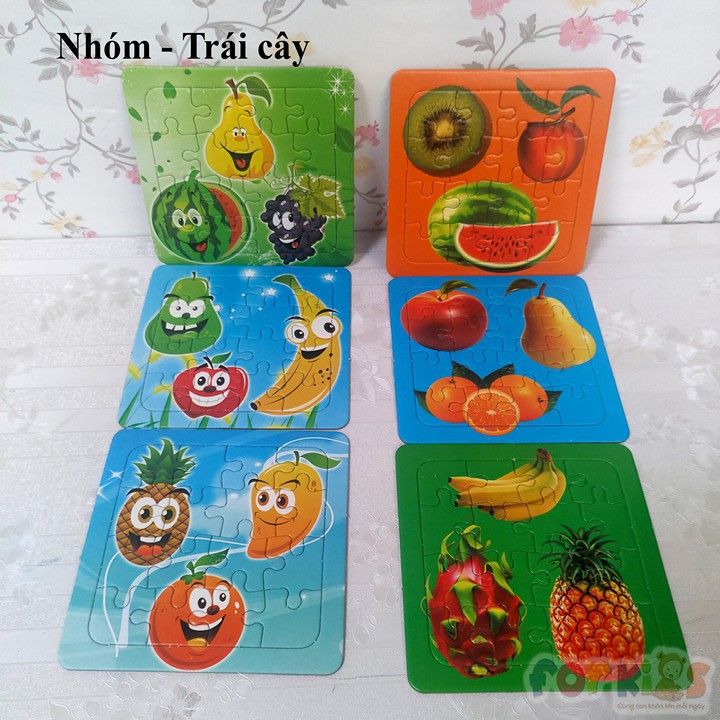 Đồ chơi xếp hình PUZZLE 9 mảnh giấy. bộ 3 bảng ghép hình