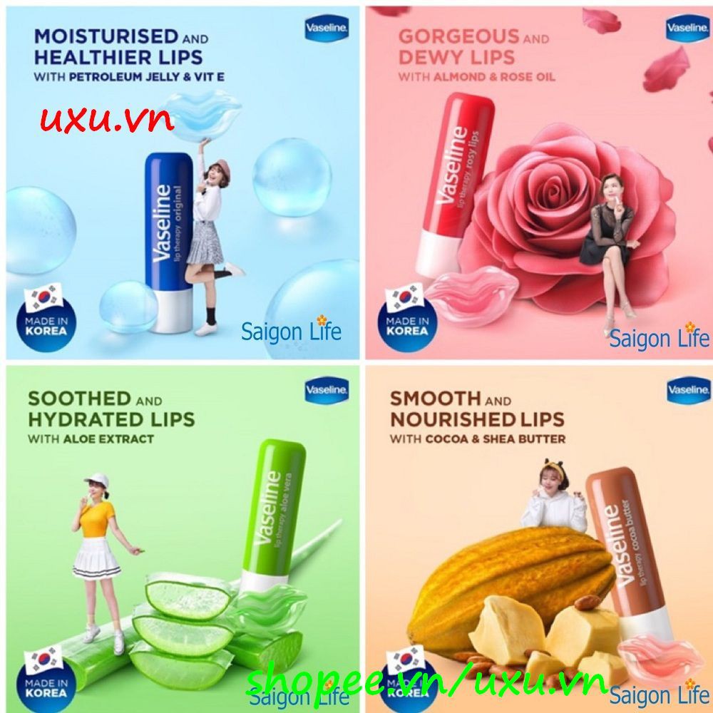 Son dưỡng môi 4.8G Vaseline Rosy Lips Không Màu Cho Sắc Môi Hồng Tự Nhiên, Với uxu.vn Tất Cả Là Chính Hãng.