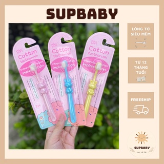 Bàn chải trẻ em cho bé tập đánh răng lông tơ mềm mịn hình thú kích thước 15cm
