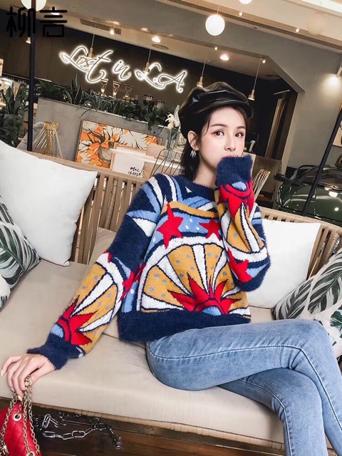 SALE -Áo len thổ cẩm lông thỏ hot 2020