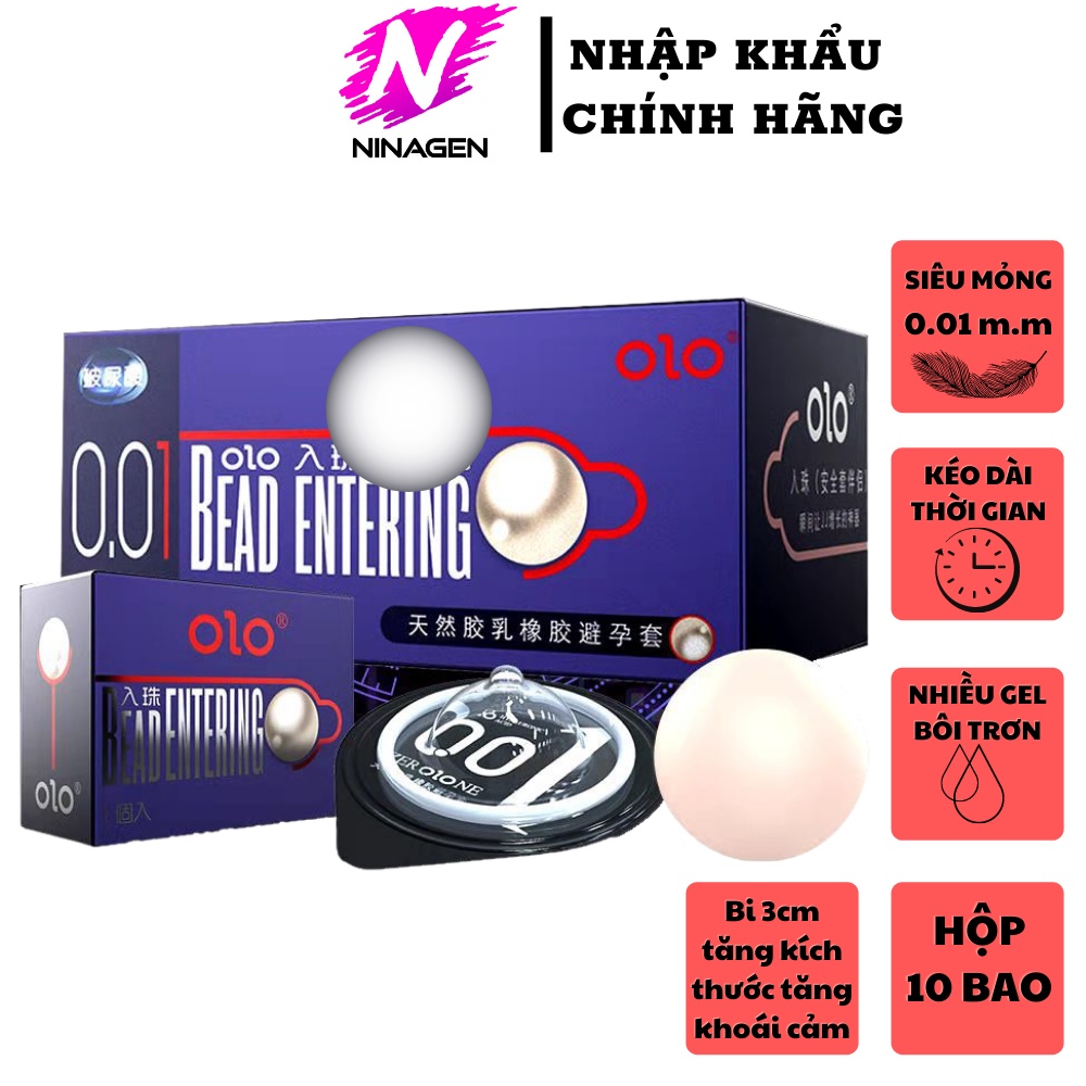 Bao cao su bi OIO Bead Entering massa điểm G gấp đôi lượng gell hộp 10 bao 1 bi-NinaGen