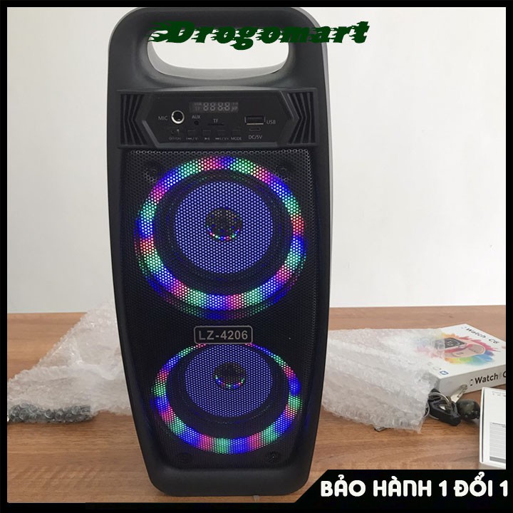 Loa hát karaoke bluetooth di động LZ4206 công suất lớn 2 loa và có bass - Tặng kèm Micro