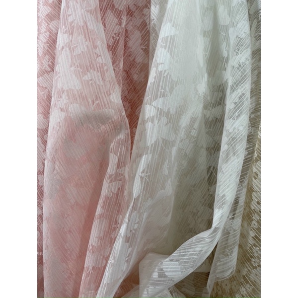 vải tơ xước oganza con bướm may váy và áo dài