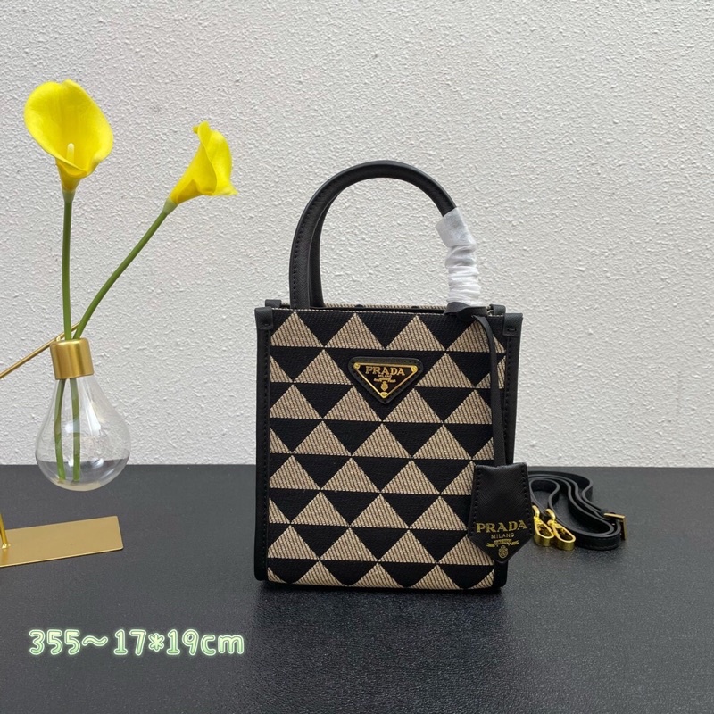 Túi xách tote size nhỏ cao cấp logo thương hiệu Prada Saffiano mẫu mới thời trang cho nữ