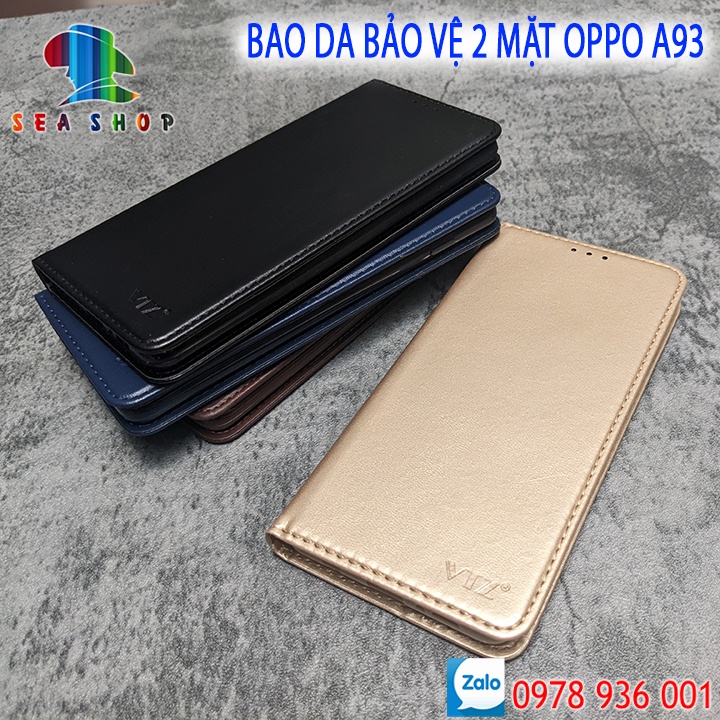 Bao da OPPO A93 4G, A93 5G Nắp gập-Ốp lưng 2 mặt có thiết kế ví cà thẻ, ngăn lớn để tien mặt - Kính full màn 9D