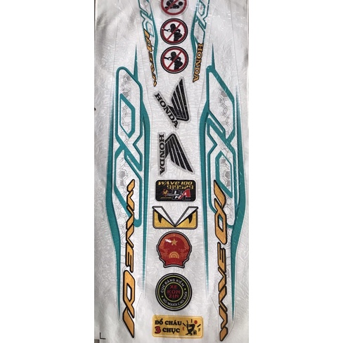 Tem rời Wave Alpha - XANH LỤC BẢO TRẮNG (50cc,100cc)