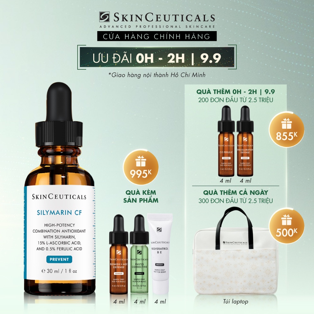 Skinceuticals Silymarin CF giúp kiểm soát dầu và cải thiện các khuyết điểm da 30ml