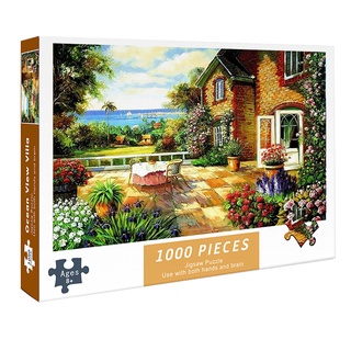 Tranh ghép xếp hình 1000 mảnh ngôi nhà ven biển - Đồ chơi phát triển tư duy quà tặng ý nghĩa. Kích thước: 75x50 cm