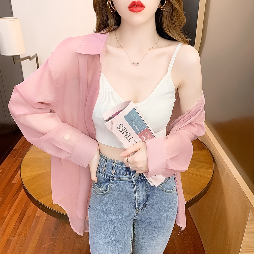 Áo khoác sơ mi ZHELIHANGFEI cổ polo dài tay dáng rộng thời trang